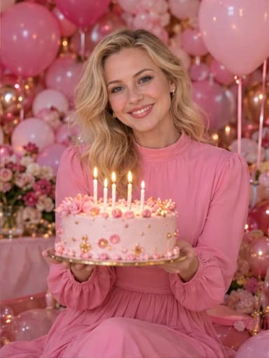 Pink balloon party birthday portrait