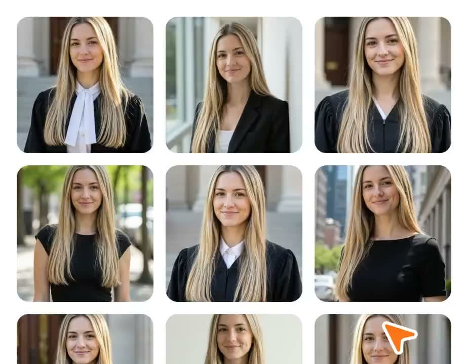 A process poster for the lawyer headshot flow, showing step 4 of finishing a professional legal portrait.