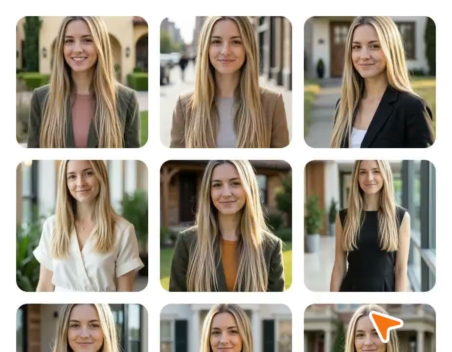 A process poster for the realtor headshot flow, showing step 4 of finishing a professional real estate portrait.