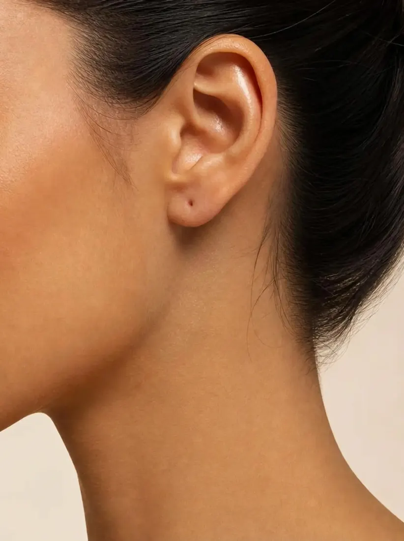 A close-up of a bare ear, before the Earring Generator adds jewelry.