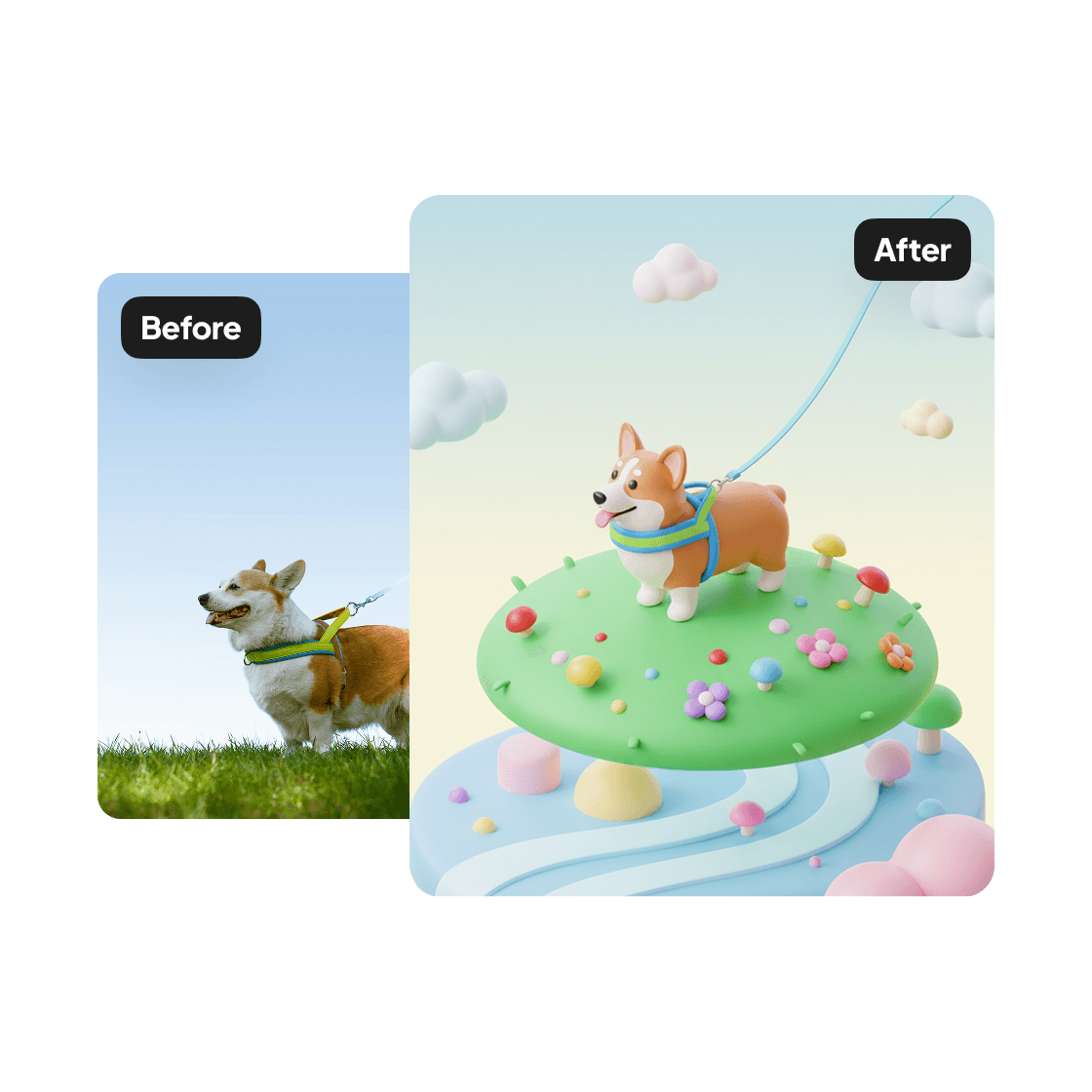 A second sample result from the 3D Diorama Generator, showing another edit.