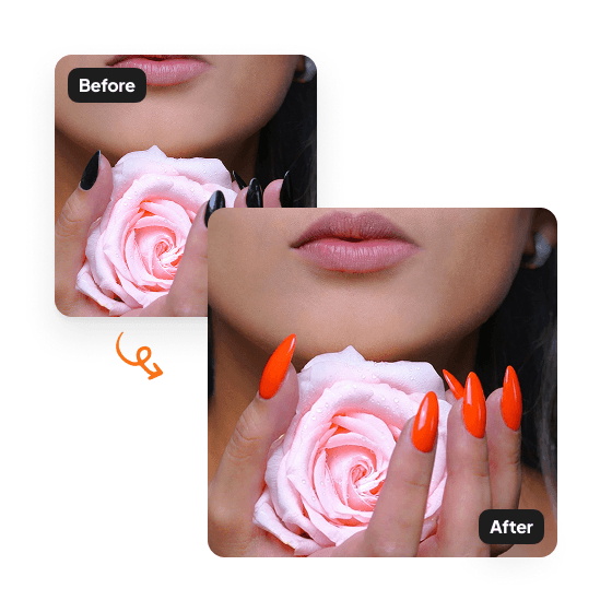 A sample result from the AI Nail Editor, previewing an edited photo.