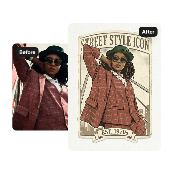 A second sample result from the AI Sticker Generator, showing another edit.