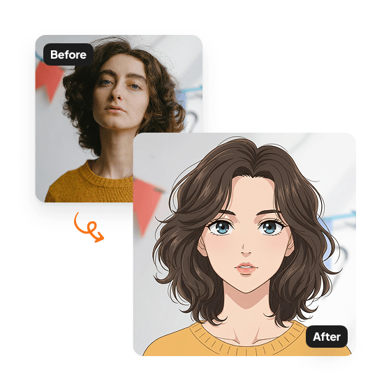 A sample result from the Anime Filter, previewing a restyled photo.