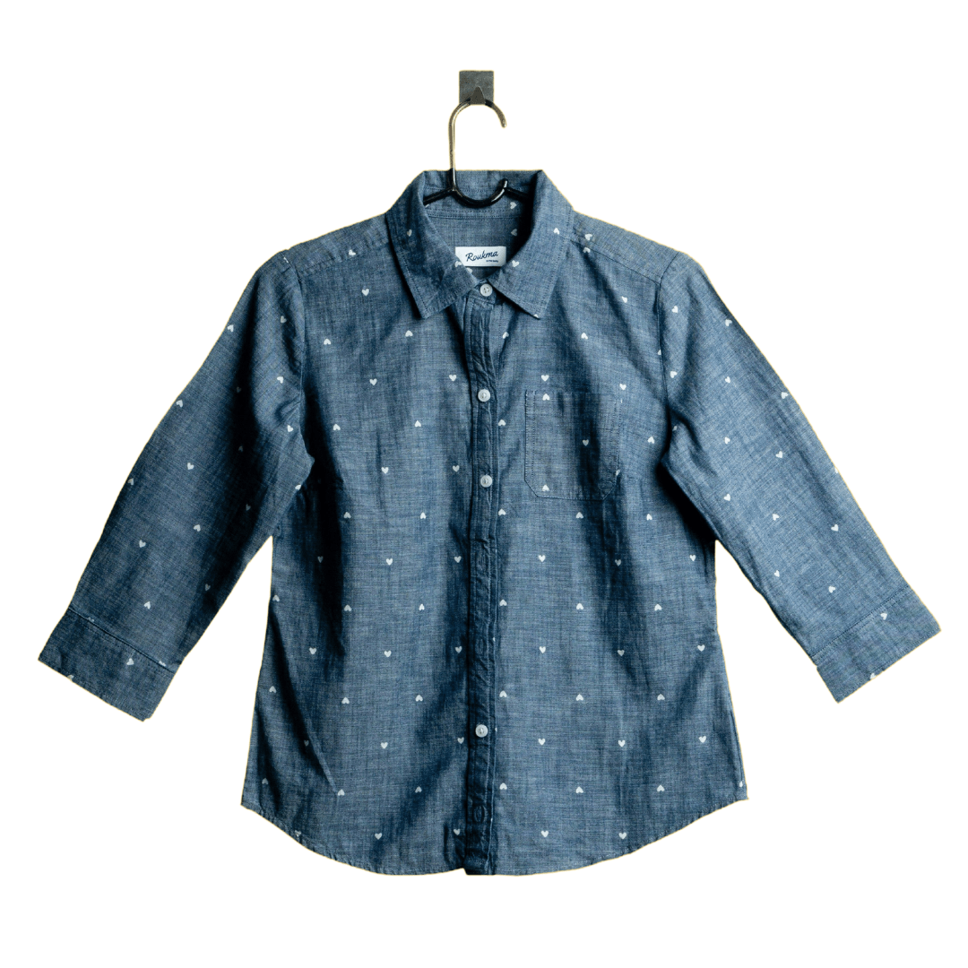 A shirt product photo on a white background, created with the Background Changer.