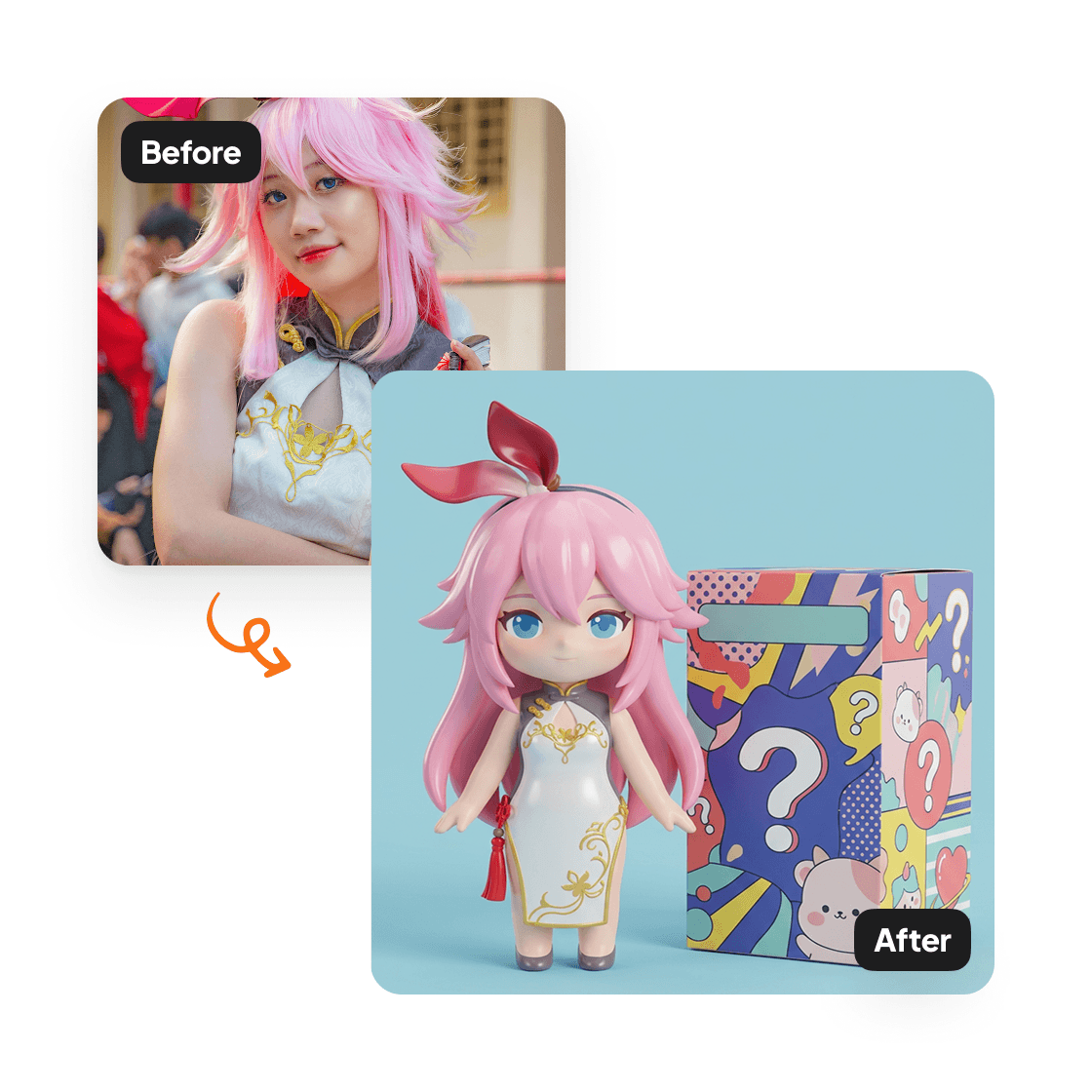 A sample result from the Blind Box Generator, previewing a created look.