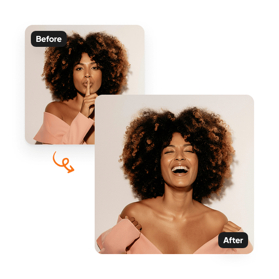 A sample result from the Facial Expression Editor, previewing an edited photo.