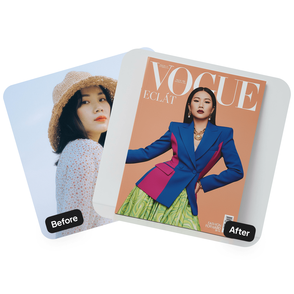 A second sample result from the Magazine Cover Generator, showing another edit.