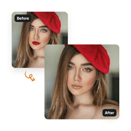 A sample result from the Makeup Editor, previewing an edited photo.