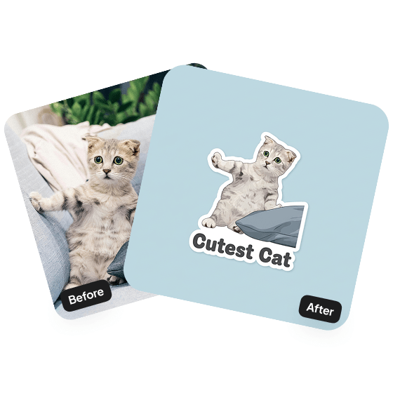 A second sample result from the Pet Sticker Generator, showing another edit.