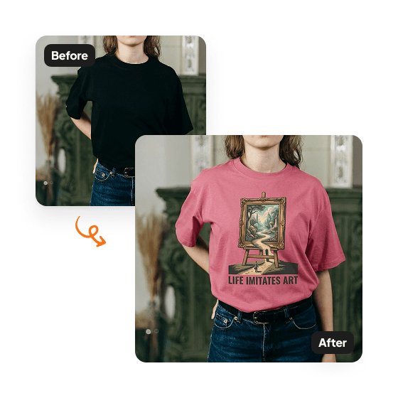 A sample result from the Virtual T-Shirt Try-On, previewing an edited photo.